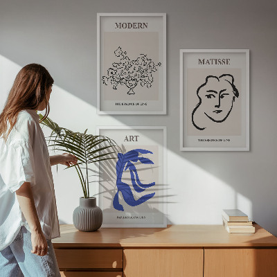 Lot de 3 tableaux pour salon Affiches minimalistes abstraites