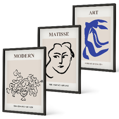Lot de 3 tableaux pour salon Affiches minimalistes abstraites