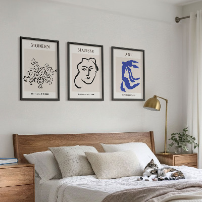 Lot de 3 tableaux pour salon Affiches minimalistes abstraites