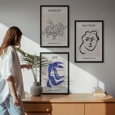 Lot de 3 tableaux pour salon Affiches minimalistes abstraites