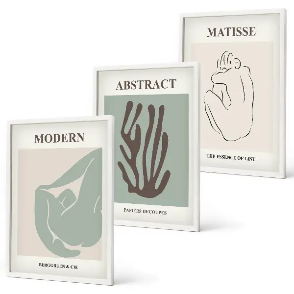 Lot de 3 tableaux abstraits style Matisse élégantes décorations murales pour salon