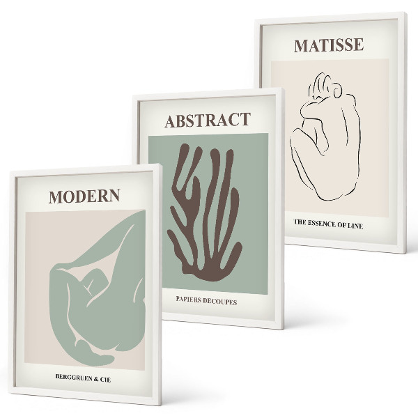 Lot de 3 tableaux pour salon Les peintures abstraites élégantes de Matisse