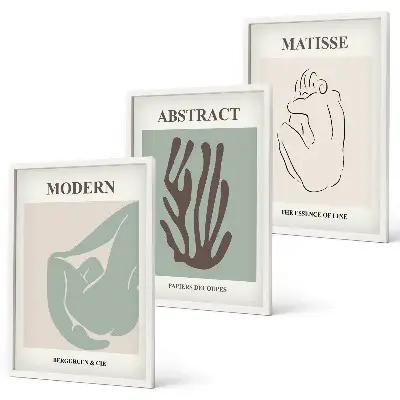 Lot de 3 tableaux abstraits style Matisse élégantes décorations murales pour salon