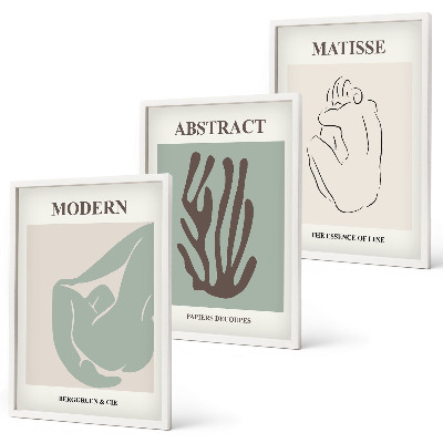 Lot de 3 tableaux pour salon Les peintures abstraites élégantes de Matisse