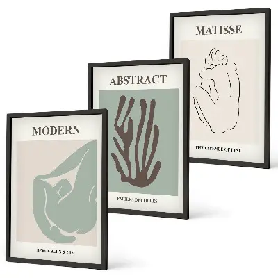 Lot de 3 tableaux abstraits style Matisse élégantes décorations murales pour salon