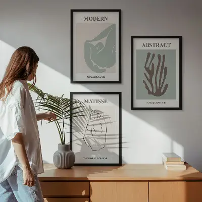 Lot de 3 tableaux abstraits style Matisse élégantes décorations murales pour salon