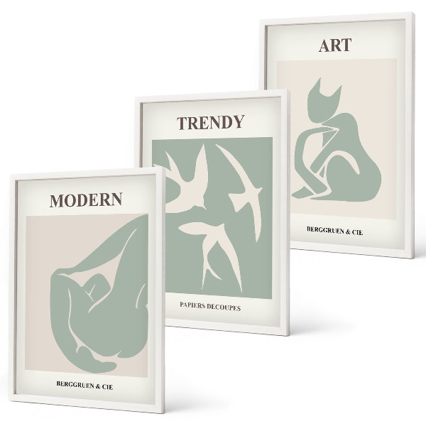 Lot de 3 tableaux pour salon Figures abstraites de Matisse