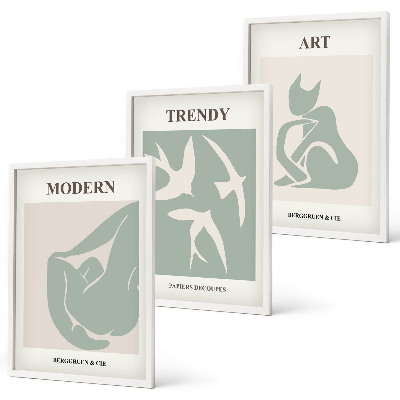Lot de 3 tableaux pour salon Figures abstraites de Matisse