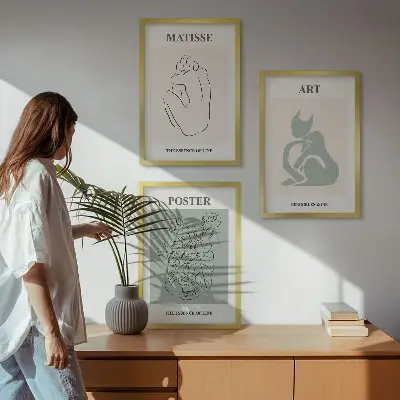 Cadre photo mural affiches Matisse vert et beige