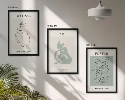 Cadre photo mural affiches Matisse vert et beige