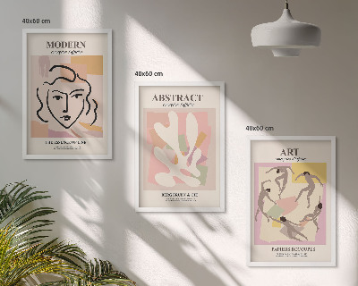 Lot de 3 tableaux pour salon Portraits élégants aux tons pastel