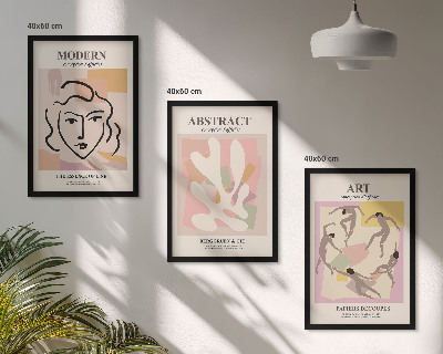 Lot de 3 tableaux pour salon Portraits élégants aux tons pastel