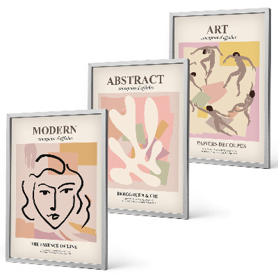 Lot de 3 tableaux pour salon Portraits élégants aux tons pastel