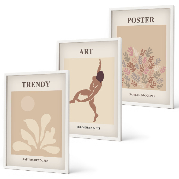 Lot de 3 tableaux pour salon Les formes abstraites de Matisse