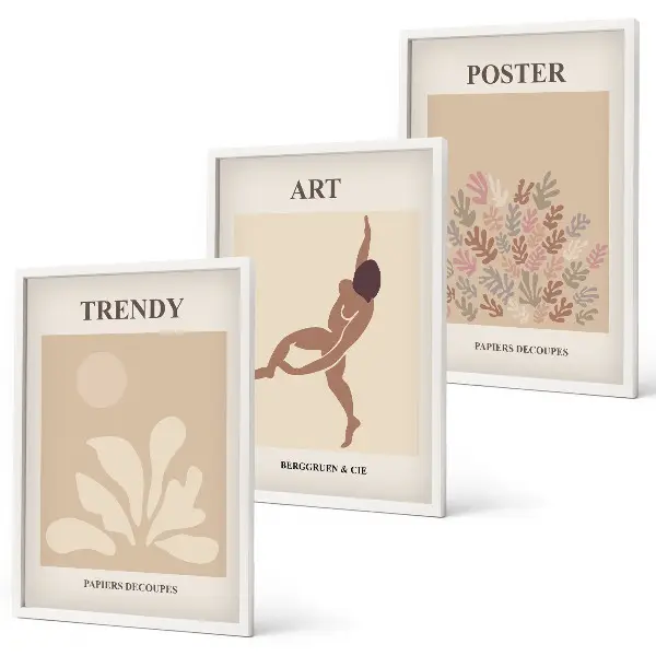 Lot de 3 tableaux pour salon représentant les formes abstraites de Matisse