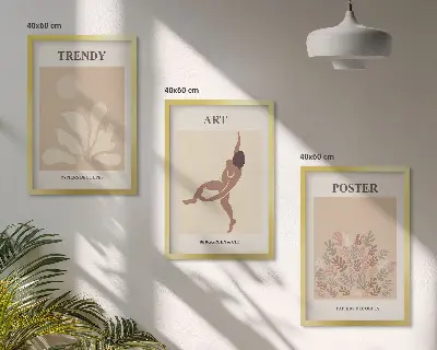 Lot de 3 tableaux pour salon représentant les formes abstraites de Matisse