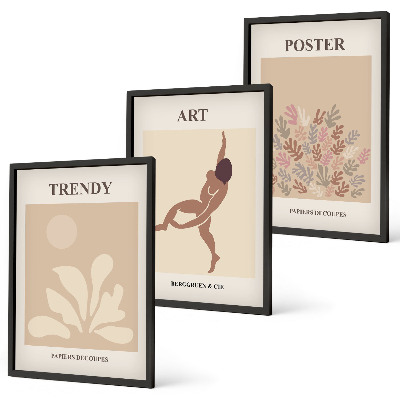 Lot de 3 tableaux pour salon Les formes abstraites de Matisse