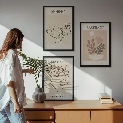 Cadre photo mural modèle lignes de plantes modernes