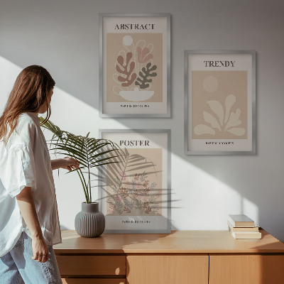 Cadre photo mural Motifs végétaux beige marron