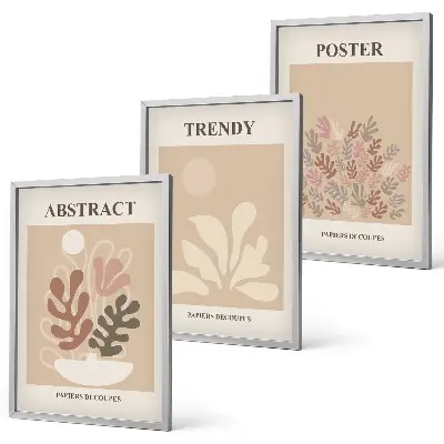 Cadre photo mural avec motifs végétaux beige et marron