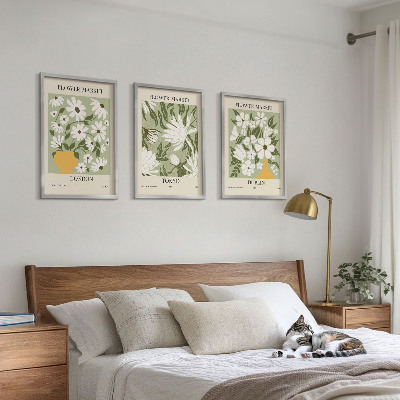 Lot de 3 tableaux pour salon Motifs floraux Londres Tokyo Dublin