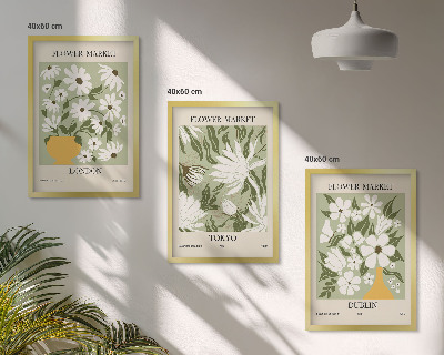 Lot de 3 tableaux pour salon Motifs floraux Londres Tokyo Dublin