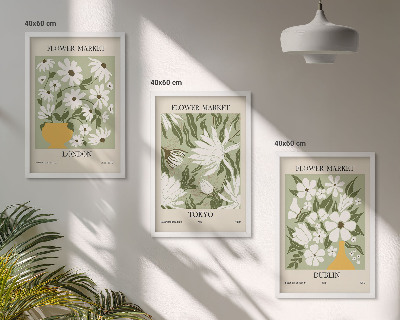 Lot de 3 tableaux pour salon Motifs floraux Londres Tokyo Dublin