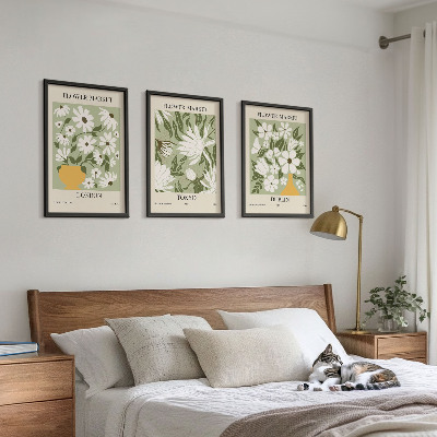 Lot de 3 tableaux pour salon Motifs floraux Londres Tokyo Dublin