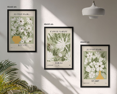 Lot de 3 tableaux pour salon Motifs floraux Londres Tokyo Dublin