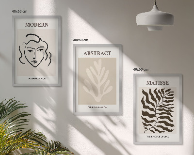 Lot de 3 tableaux pour salon Feuilles de visage, art de Matisse