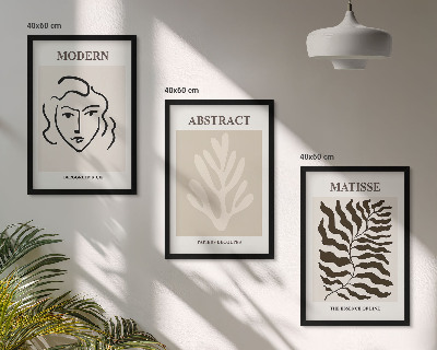 Lot de 3 tableaux pour salon Feuilles de visage, art de Matisse