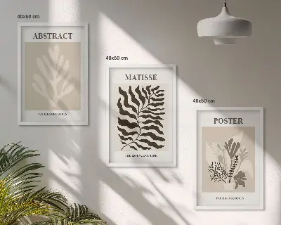 Cadre photo mural avec motifs végétaux dans les tons beige et brun