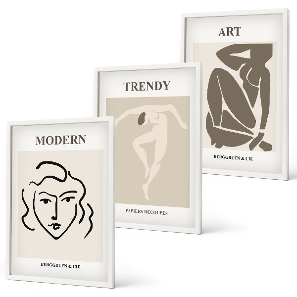 Lot de 3 tableaux pour salon Couleurs des portraits abstraits
