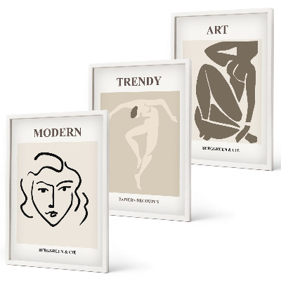 Lot de 3 tableaux pour salon Couleurs des portraits abstraits