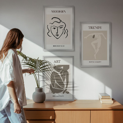 Lot de 3 tableaux pour salon Couleurs des portraits abstraits