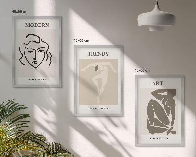 Lot de 3 tableaux pour salon Couleurs des portraits abstraits