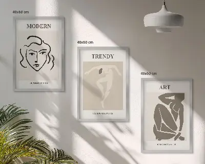 Lot de 3 tableaux pour salon représentant des portraits abstraits colorés