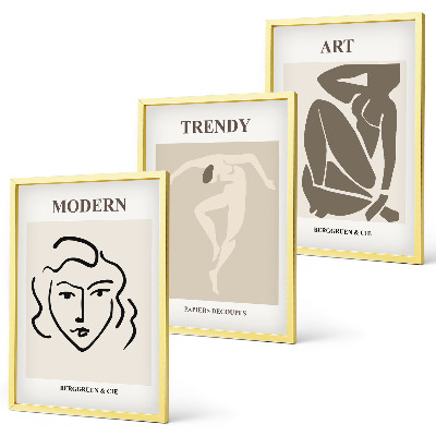Lot de 3 tableaux pour salon Couleurs des portraits abstraits
