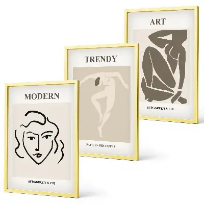 Lot de 3 tableaux pour salon représentant des portraits abstraits colorés