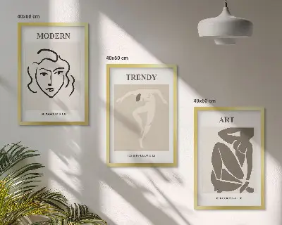 Lot de 3 tableaux pour salon représentant des portraits abstraits colorés