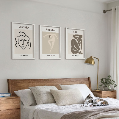 Lot de 3 tableaux pour salon Couleurs des portraits abstraits