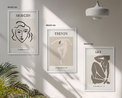 Lot de 3 tableaux pour salon Couleurs des portraits abstraits