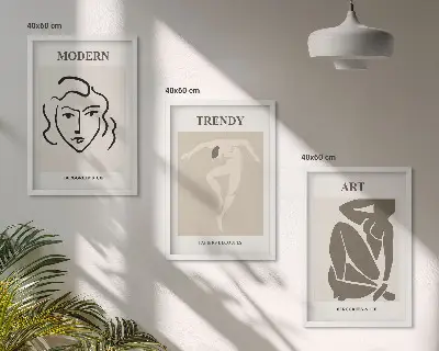 Lot de 3 tableaux pour salon représentant des portraits abstraits colorés