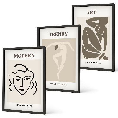 Lot de 3 tableaux pour salon Couleurs des portraits abstraits