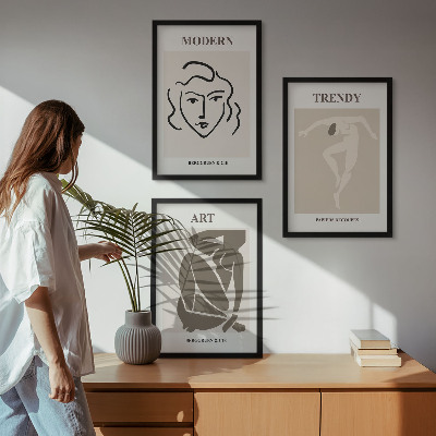 Lot de 3 tableaux pour salon Couleurs des portraits abstraits