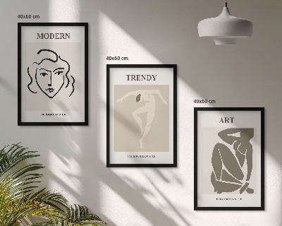 Lot de 3 tableaux pour salon Couleurs des portraits abstraits