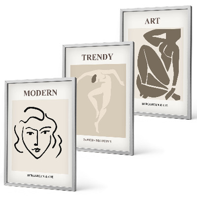 Lot de 3 tableaux pour salon Couleurs des portraits abstraits