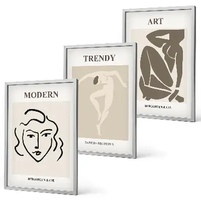 Lot de 3 tableaux pour salon représentant des portraits abstraits colorés