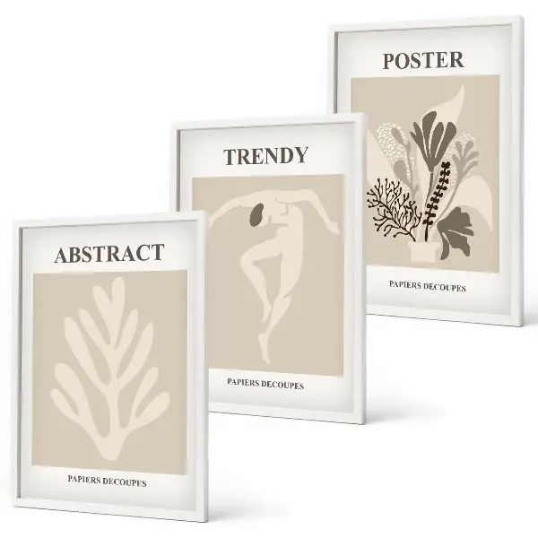 Cadre photo mural avec motifs floraux beige et marron