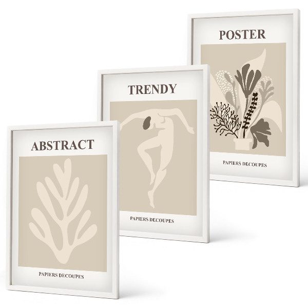 Cadre photo mural Motifs floraux beige marron